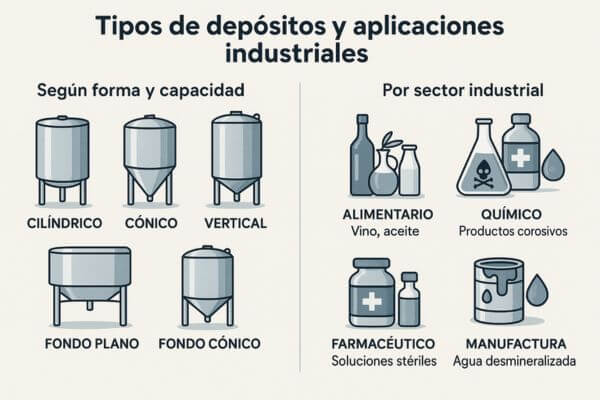 Tipos de depósitos en acero inox y sus aplicaciones industriales