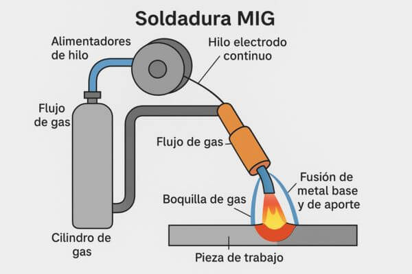 Principio de funcionamiento de soldadura mig
