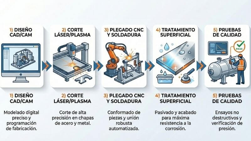 materiales para el proceso de fabricacion  de caldereria de refrigeracion industrial