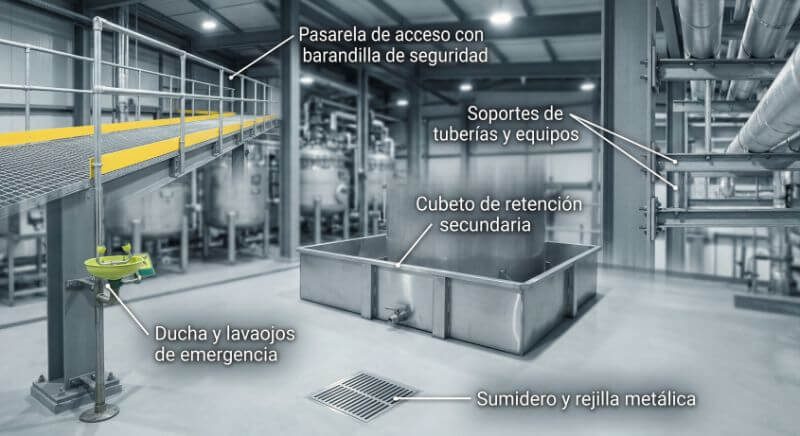 elementos de caldereria en planta quimica